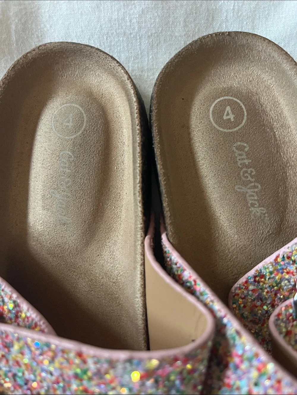 Cat & Jack Multicolor Glitter Buckle Sandals, Size 4